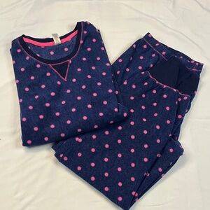 New Directions polka dot fleece jogger lounge set